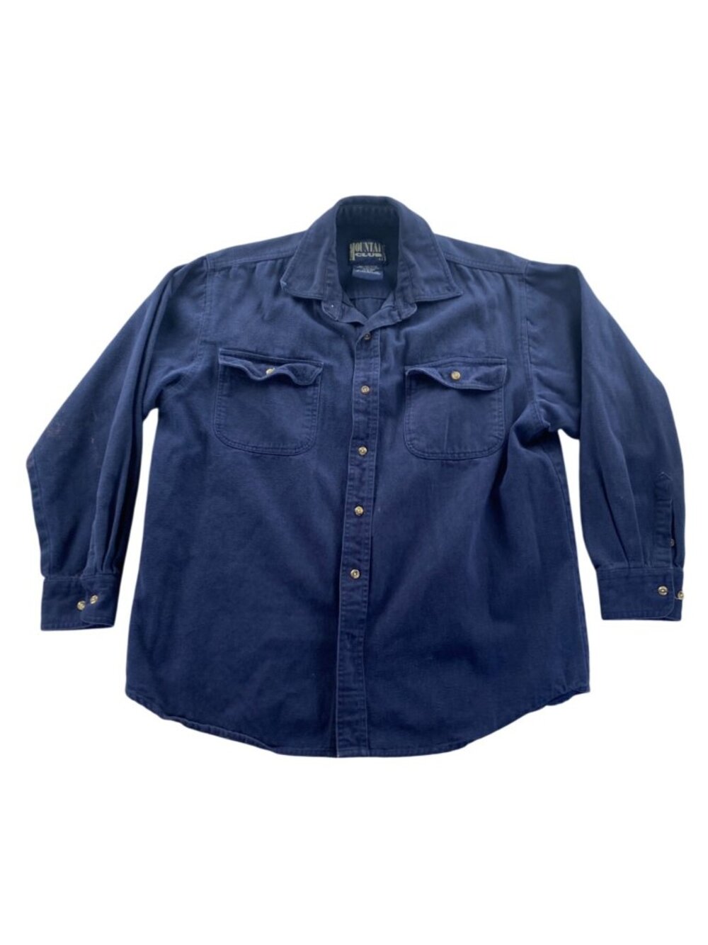 Mountain Club Mens Shirt Navy Blue Long Sleeve 100% Cotton Button Up Casual